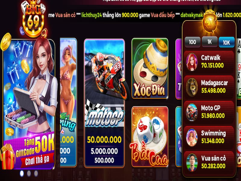 Big69 Club có đa dạng các game chơi xanh chín 