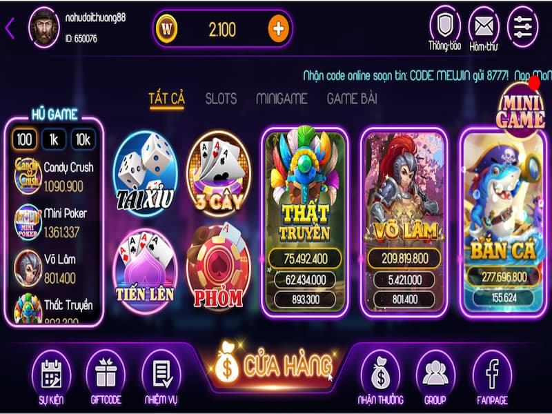 Cổng game có nhiều trò chơi mới và hấp dẫn