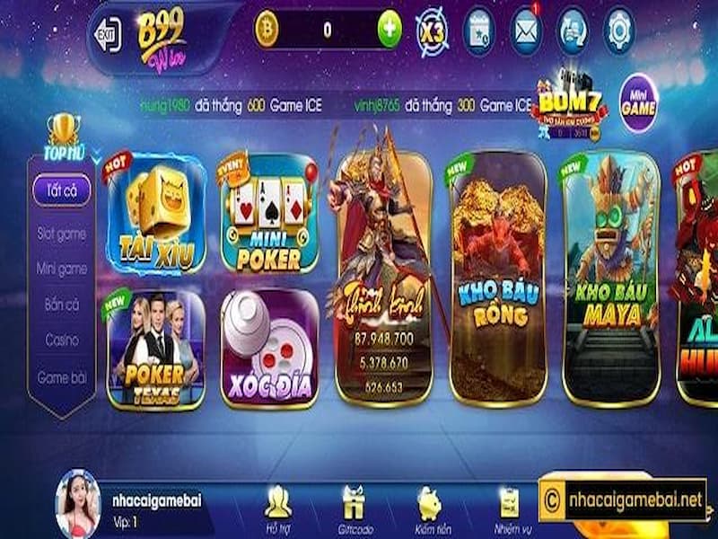 Hệ thống game đa dạng phong phú